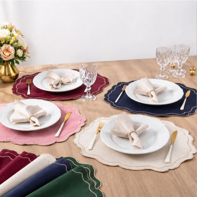 Jogo Americano Realeza Kit 2 4 6 Lugares Bordado Elegante Mesa Posta Pronta Entrega