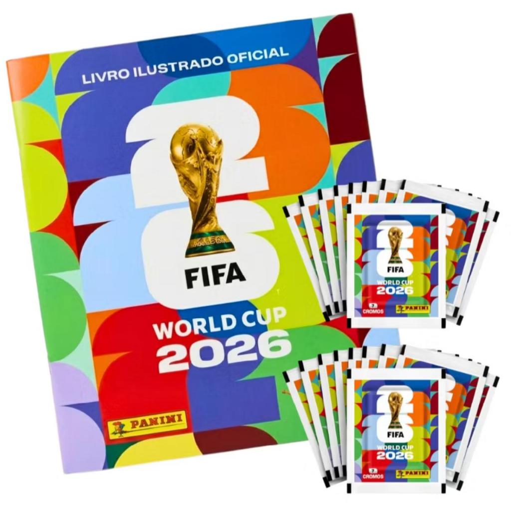 Álbum de Figurinhas Copa do Mundo FIFA 2026 Capa Brochura + 5 Envelopes com 35 figurinhas