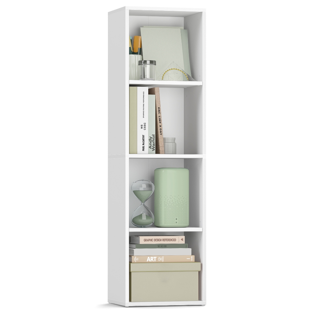 SONGMICS Estante de Livros Modular, Prateleira Expositora com 4 Níveis, Compartimentos Abertos, Escritório, Sala, Preto