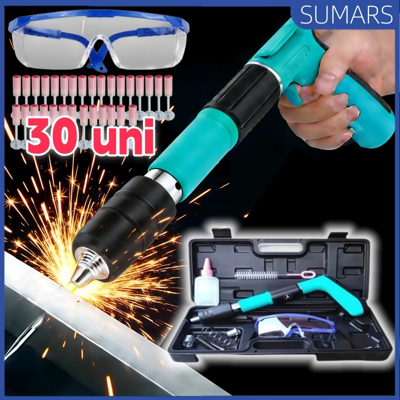 Kit Pistola Fixadora De Pregos 30uni Ajustável Potente Manual Portátil Para Madeira Doméstico