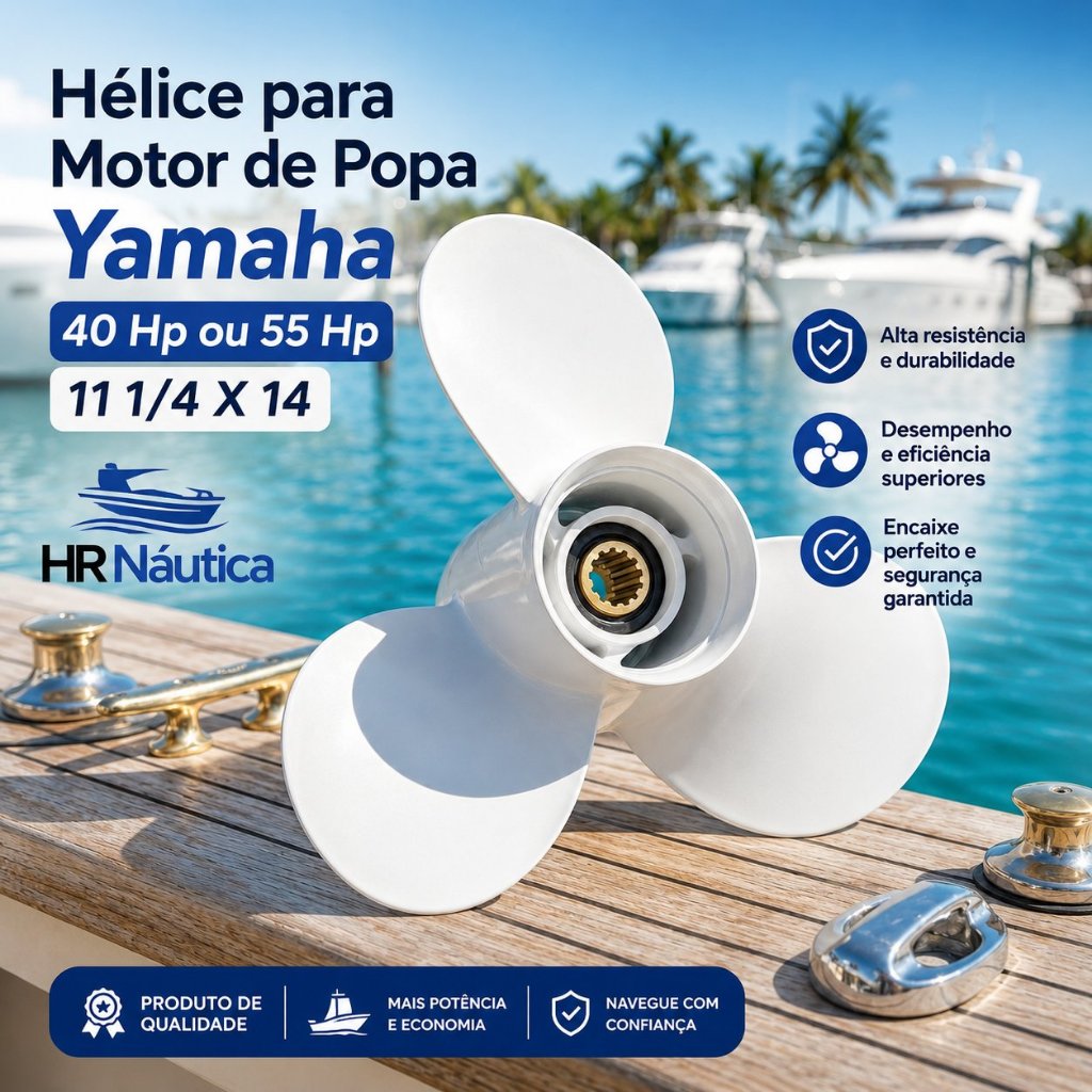 Hélice para Motor de Popa Yamaha 40 Hp ou 55 Hp 11 1/4 X 14