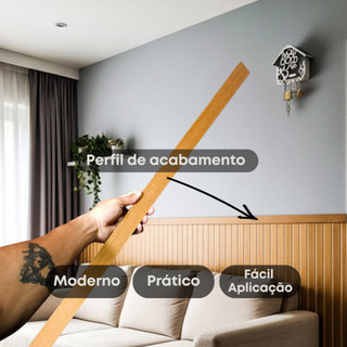 Kit de 5 a 10 Perfil de Acabamento Painel Ripado Madeira MDF 90cm x 3cm