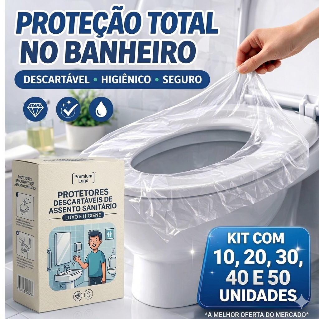 KIT Com 10,20,30,40 e 50 Unidades Forro Protetor para Assento de Vaso Vazo Sanitário Priva...