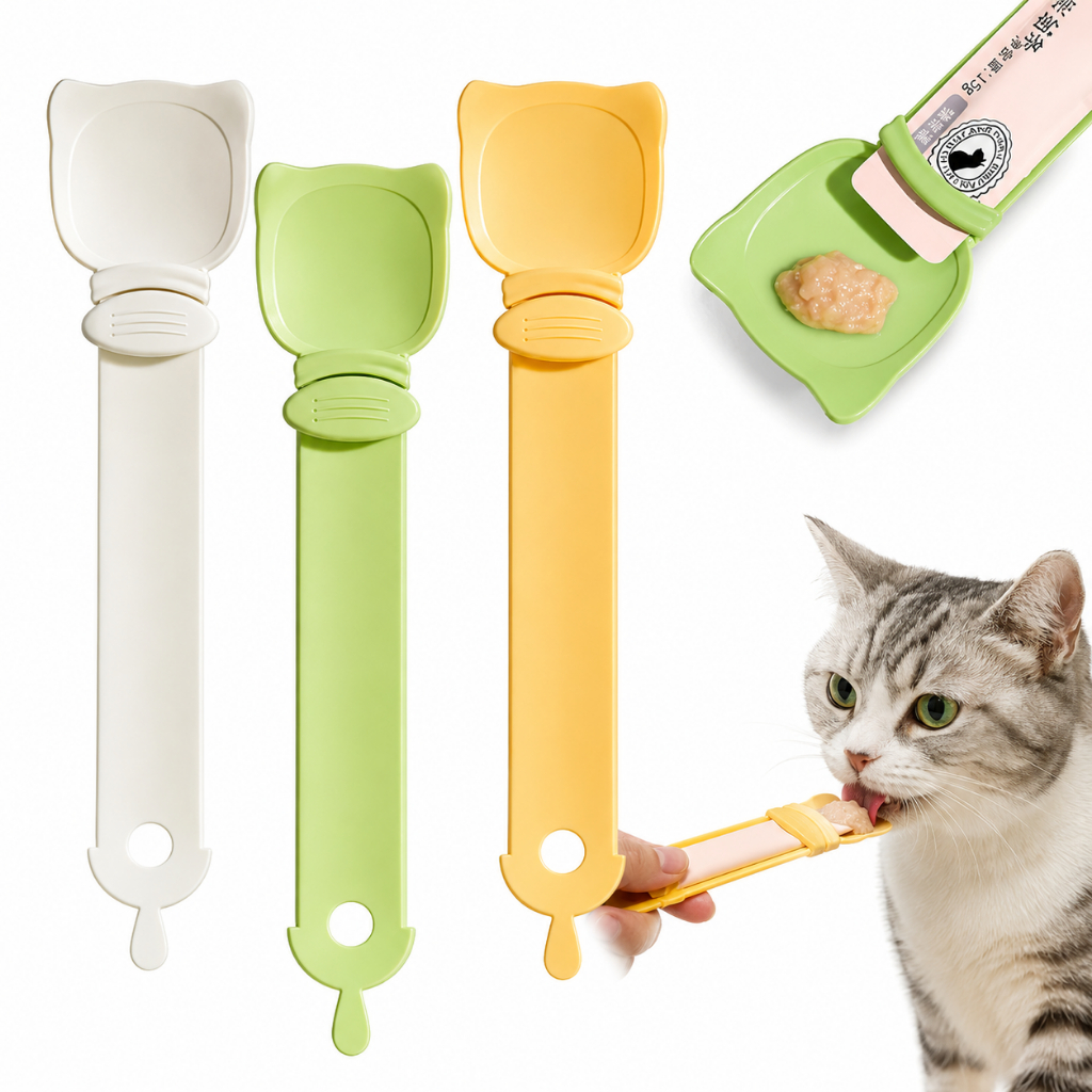 Colher Espremedora Sachê Gato Petisco Wanpy Churu Sheba Truly Alimento Umido e cremoso