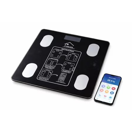 Balança Inteligente com Bioimpedância, Quadrada Digital De Banheiro Academia App Integrado e Capacidade de até 180kg