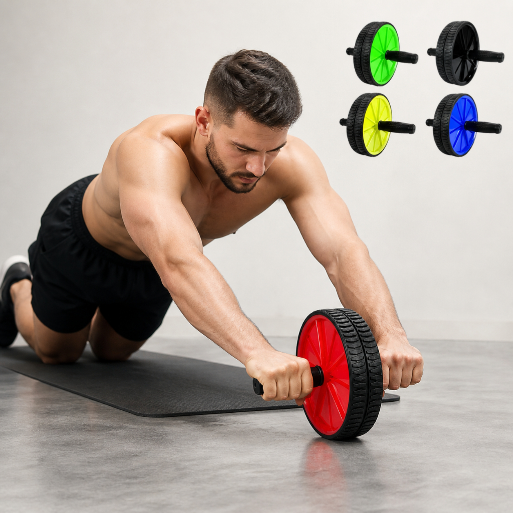 Roda para Treino Abdominal AB WHELL Fitness Exercício c/ Apoio de Joelho Fitness Musculação