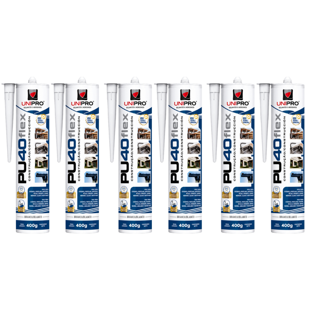Kit 6 Adesivo De Construção Pu 40 Profissional 400g