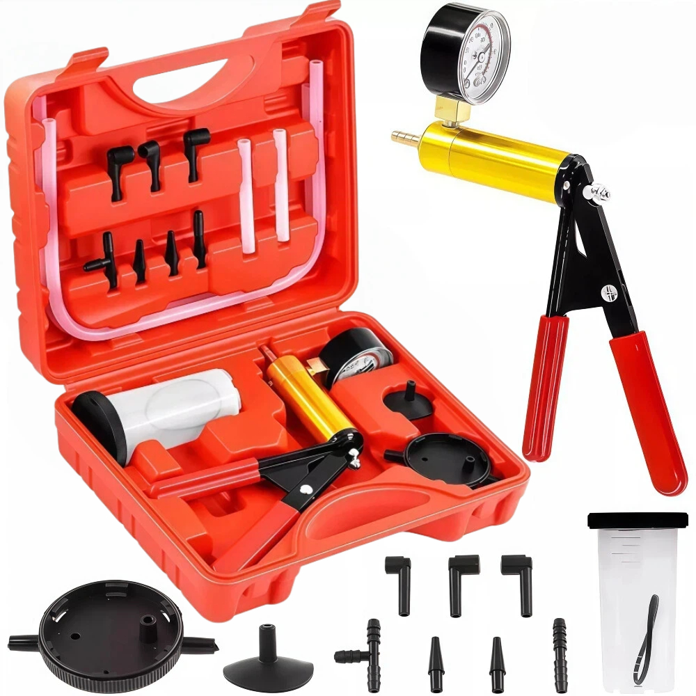 Kit 15 Peças Teste Bomba Vácuo  Para Sangramento de Freio Automotivo - Ferramenta Manual Profissional