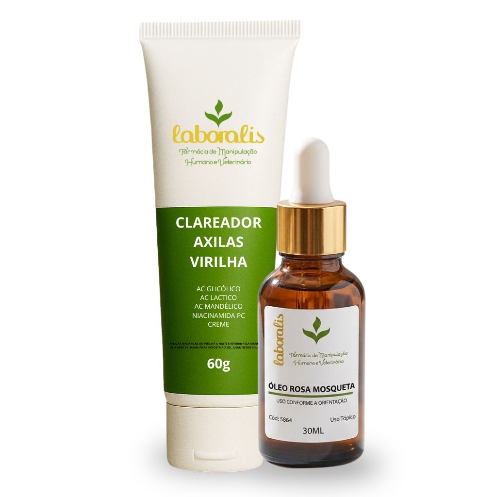 Combo Clareador Axila e Virilha 60g + Óleo Rosa Mosqueta 30ml