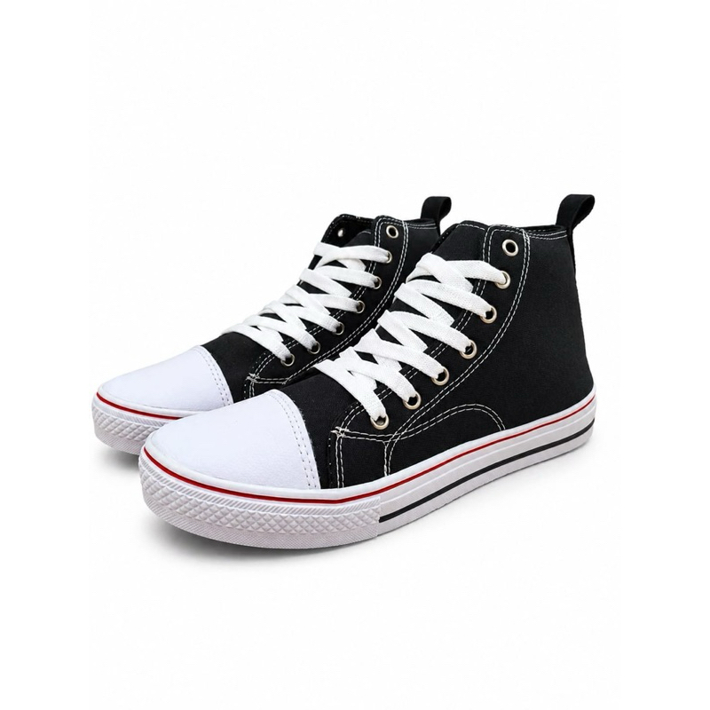 Tênis Feminino E Masculino All Preto Cano Alto Star Tradicional Tecido Premium Confortável