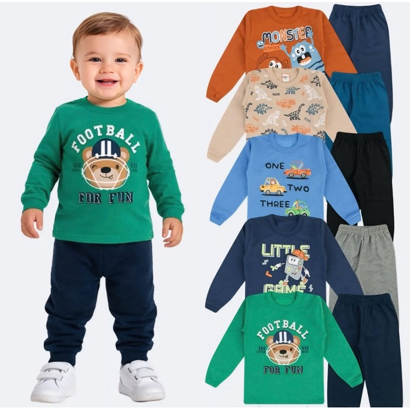 Conjunto moletom infantil menino peluciado meia estação