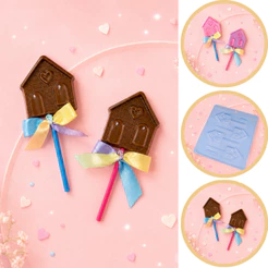 1~10 FORMA SIMPLES PIRULITO CASA CÓD.:431 - (D2) EM ACETATO BWB PARA DOCES DE CHOCOLATE CONFEITARIA E PÁSCOA. (CHOCO)
