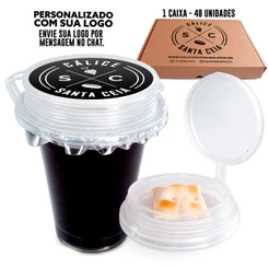 Kit Cálice Santa Ceia PERSONALIZADO Premium Pronto Com Suco de Uva integral e Pão Ázimo 48 Unidades