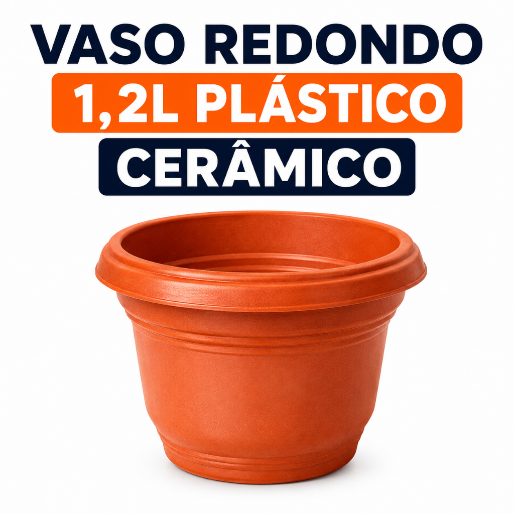 Vasos Redondo 1,2L Plástico Cerâmico Plantas Resistente Estilo Cerâmico Jardim Suculentas Flores Plantas Ornamentais