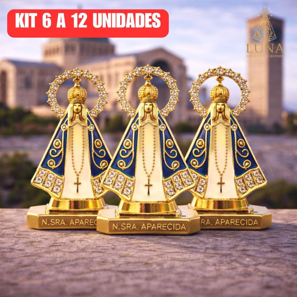 Kit 6/12 Santinha Nossa Senhora Aparecida Painel Para Carro Caminhao Mesa Dupla Face