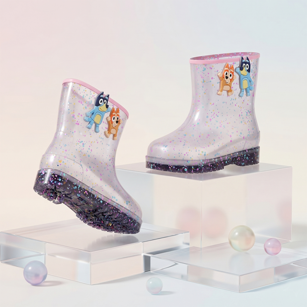 Bota Galocha Infantil Feminina Menina Bottons Removíveis Sticth & Bluey Lançamento