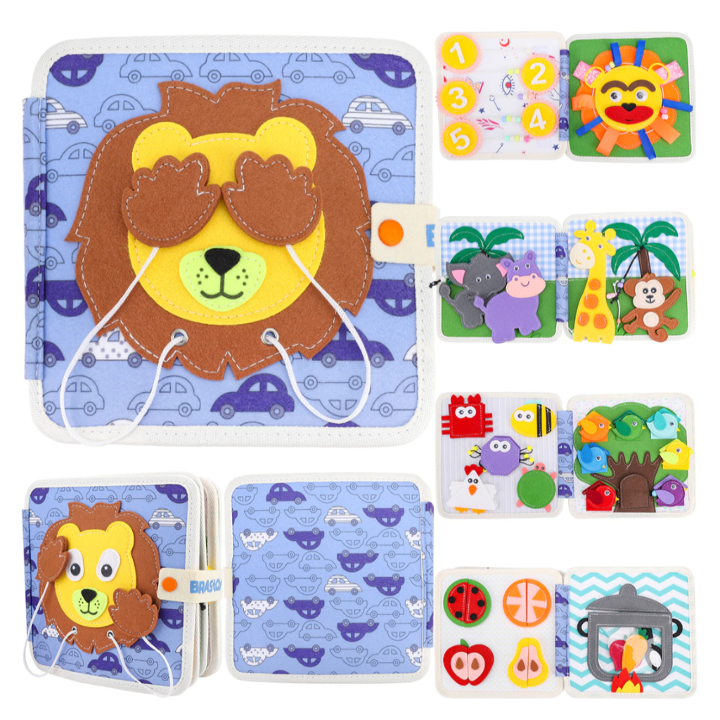 Livro Sensorial Montessori de Feltro de Atividades para Viagem de Carro Habilidades Motoras Finas