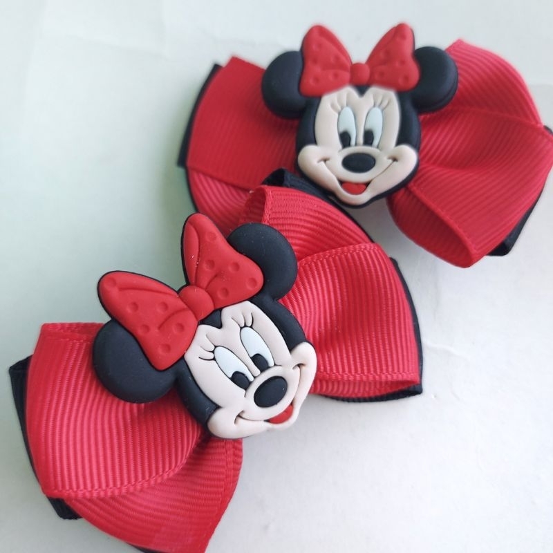 Laço Infantil Menina Par na Presilha Minnie Laço de Cabelo