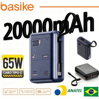 Basike Carregador portátil Power Bank 20000mah PD 65W Carregamento rápido