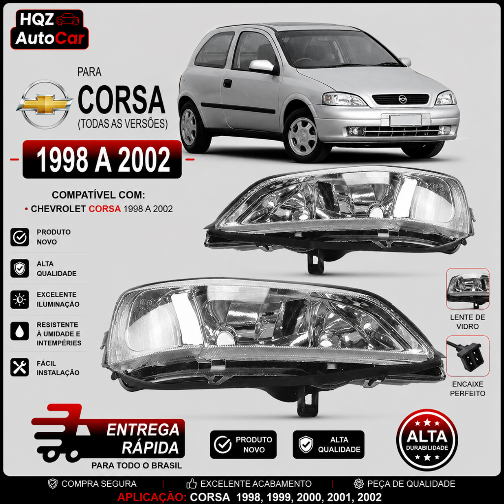 Par Farol Dianteiro Chevrolet Astra 1998 1999 2000 2001 2002 Cromado