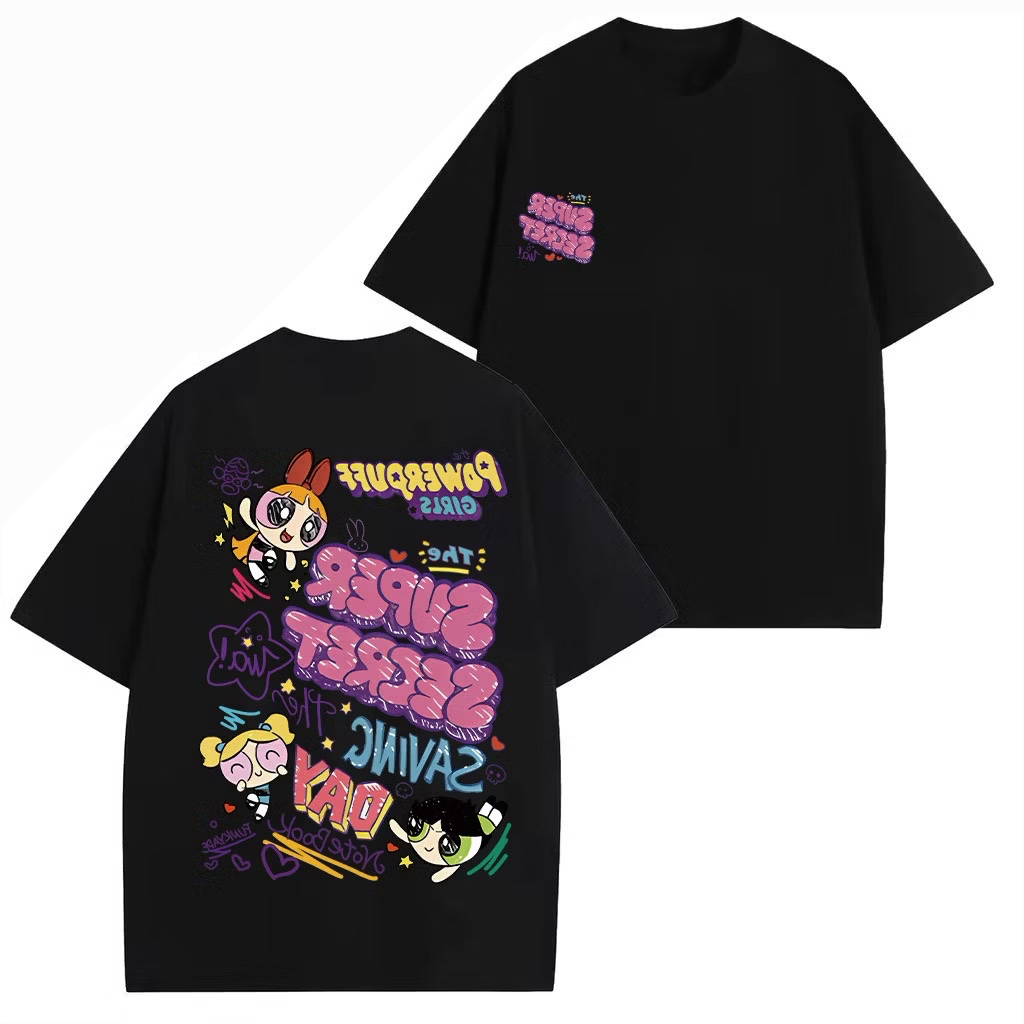 Camiseta Feminina Oversized Academia Meninas Super Poderosas Estampada