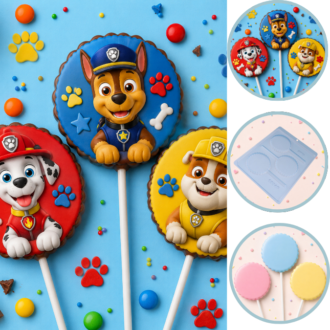 1~10 Forma Simples  Pirulito Borda Detalhada 10046  em Acetato BWB Para Bombom e Doces de Chocolate. (CHOCO)