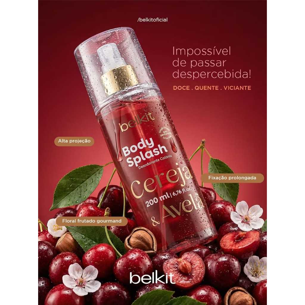 Body Splash Cereja & Avelã 200ml  Melhor Body Splash