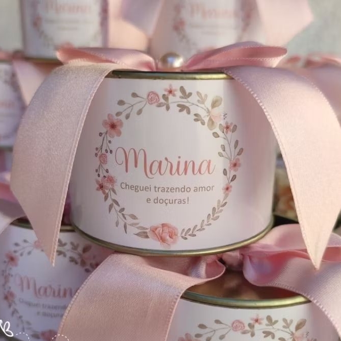 Kit Tubolata Personalizada 7x5cm Lembrancinha Jardim Borboletas Maternidade Festa