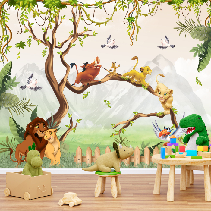 Pape de Parede rei Leão Com NAla e Simba - Adesivo de parede Decorativo Autocolante