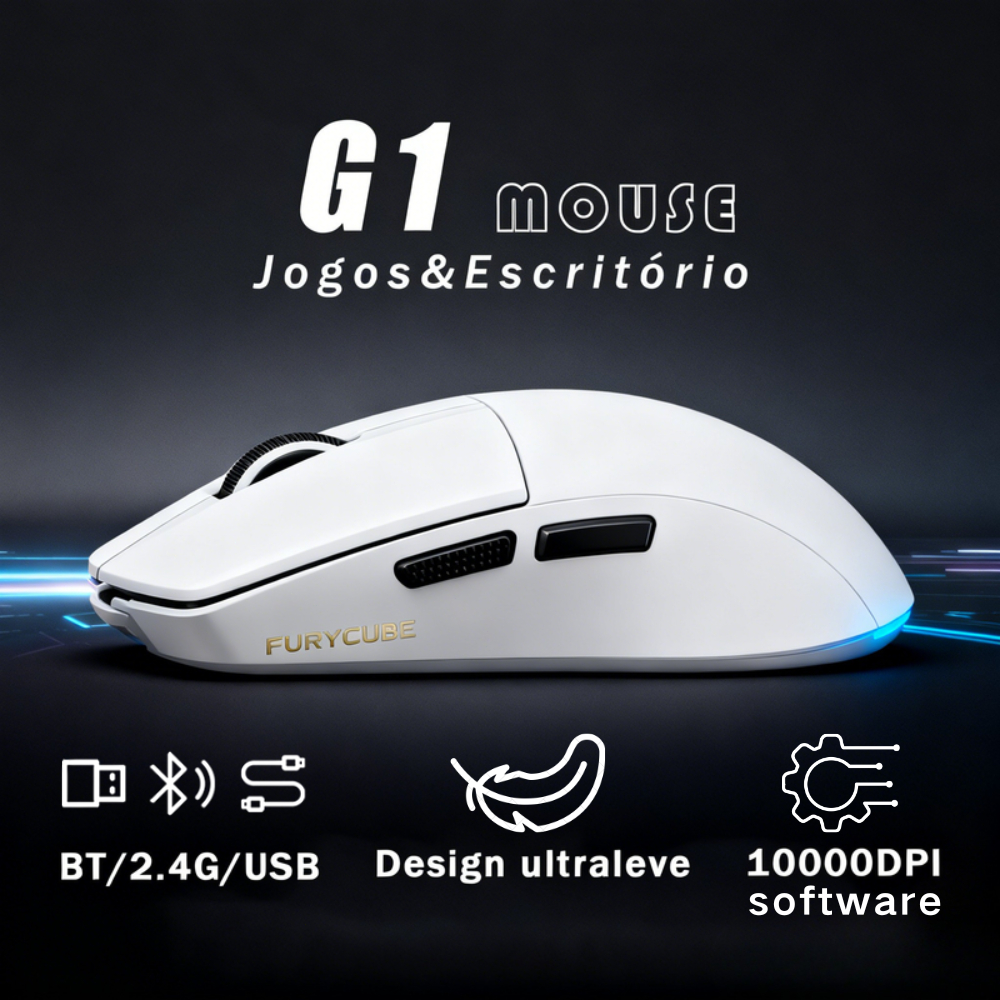 FURYCUBE G1 lightweight Mouse sem fio Bluetooth USB 2.4G 53g 10000DPI notebook PC Laptop Escritório Jogos Leves