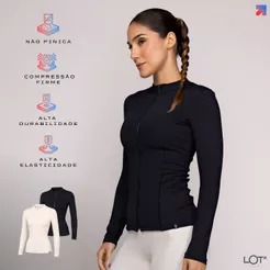 Casaco Feminino Academia Fitness Poliamida Pilates com Zíper Corrida Inverno