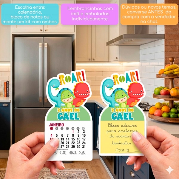 DINOSSAURO BABY MINI CALENDÁRIO OU BLOCO DE RECADOS ARTIGO DE FESTAS LEMBRANCINHA DE ANIVERSÁRIOS