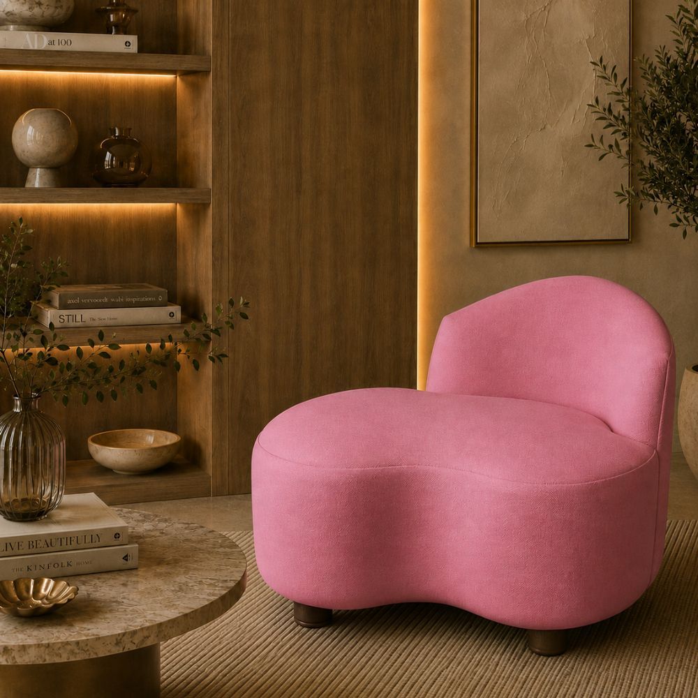 Sofá Poltrona Zoe Moderna Super Macia E Elegante Tecido Suede Rose slim 100 cm