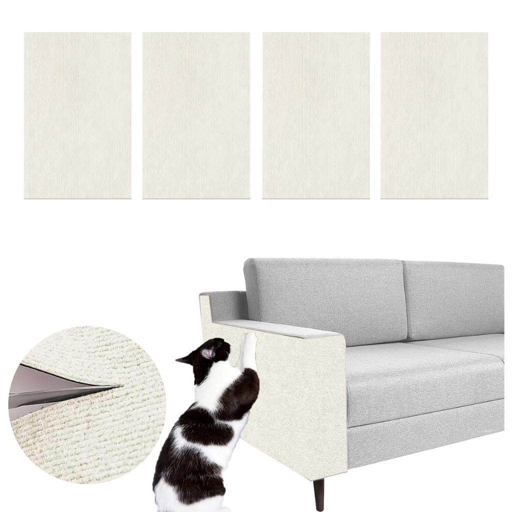 KIT 4 Arranhador Adesivo em Carpete para Gato - Protetor de Sofá Cama Box Parede e Móveis 30*60cm