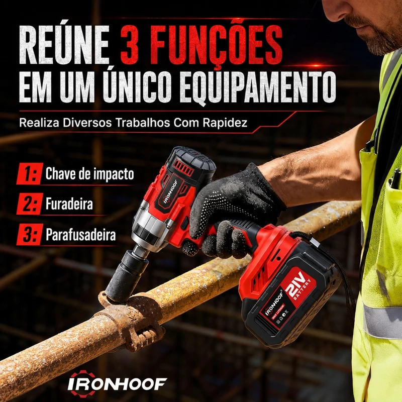 Furadeira Parafusadeira Elétrica e Chave de Impacto a Bateria Brushless — foto 7