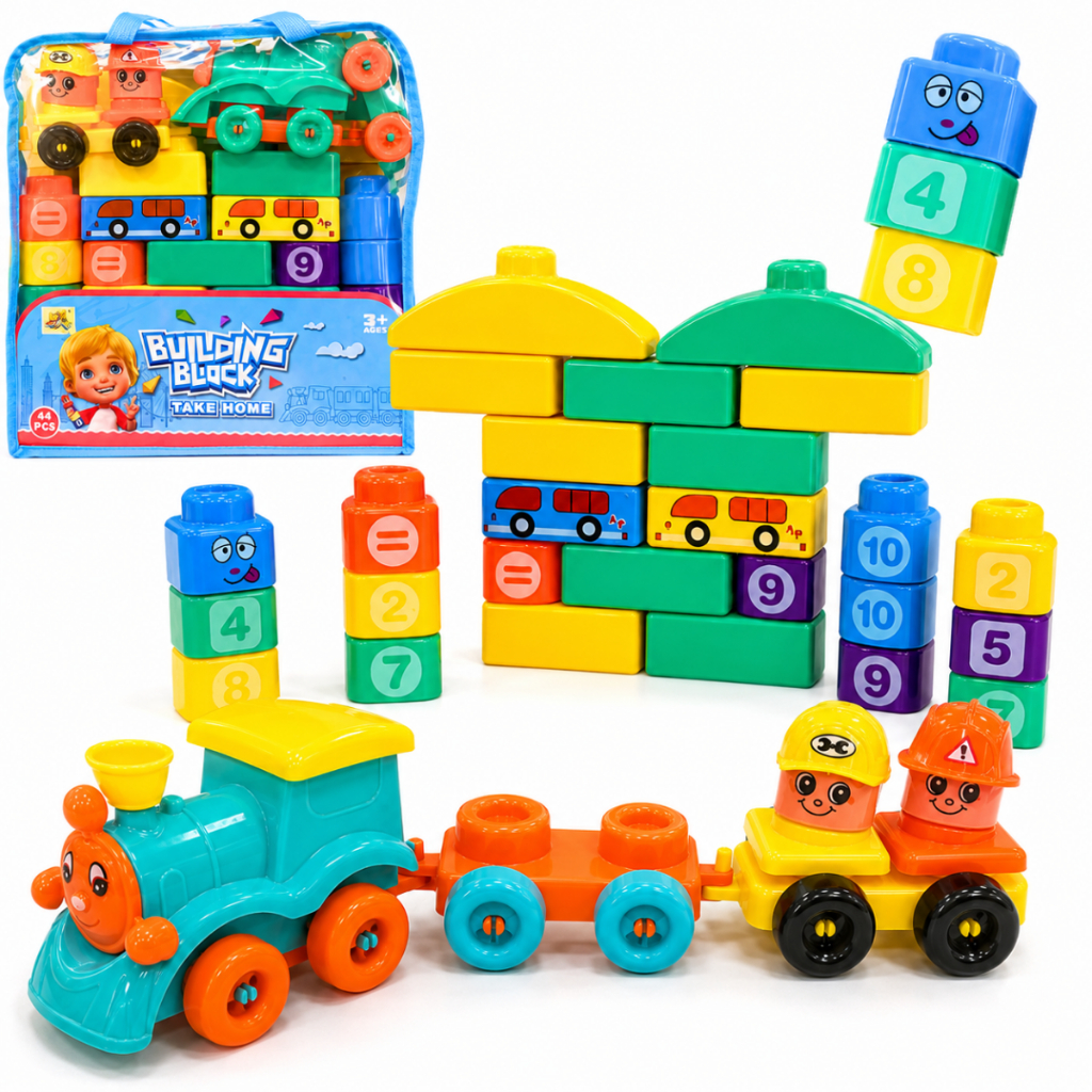 Blocos De Montar Colorido Infantil Grande Trem Educativo