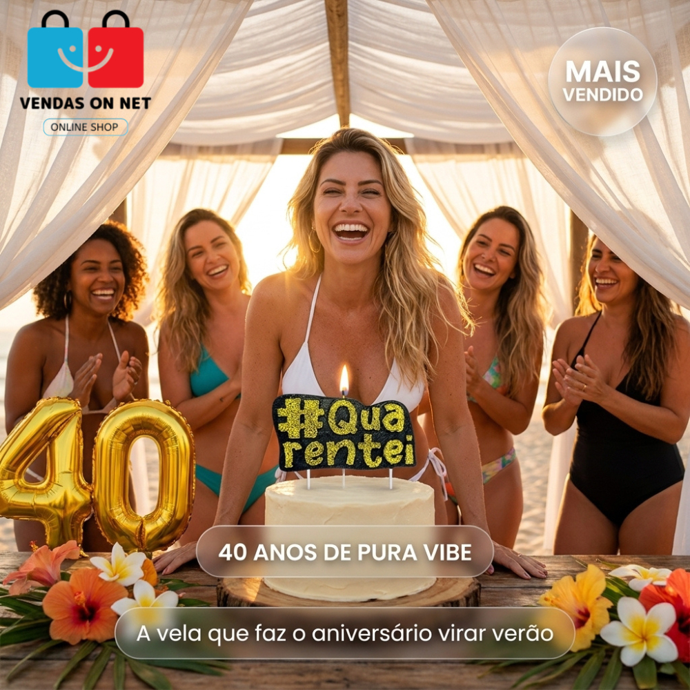 Vela de Aniversário 40 Anos #Quarentei Glitter Parafina Bolo Decorativo Decoração Festa