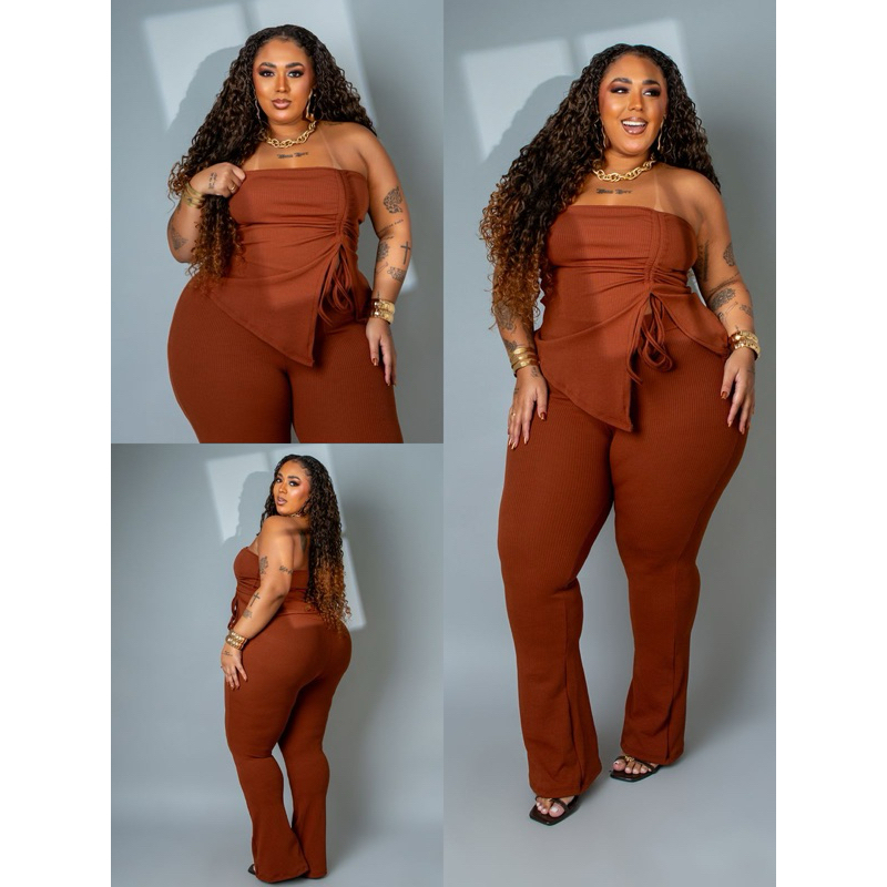 Conjunto Calça e Cropped - PLUS SIZE | Cropped e calça para Plus Size veste do 46 ao 56