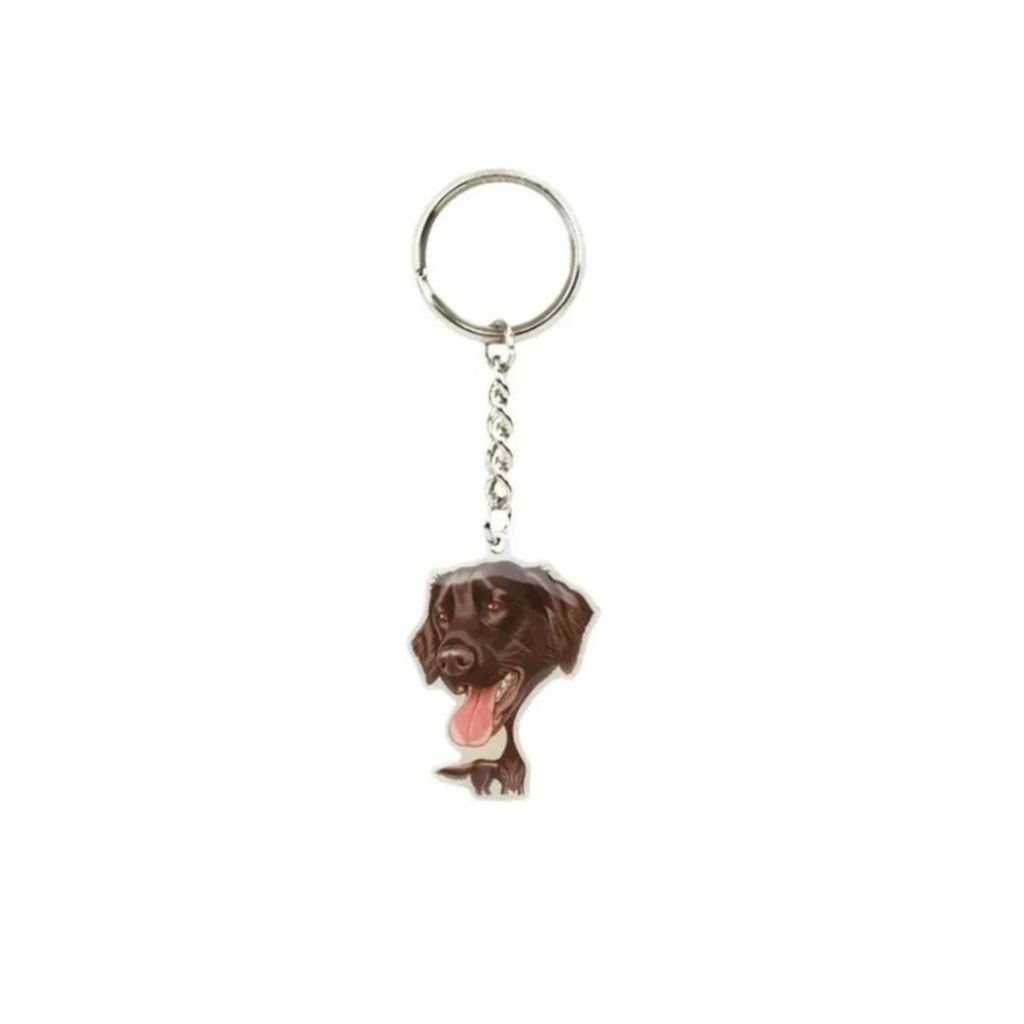 Chaveiro de Metal Heads Cachorro Raça Flat Coated Retriver Preto