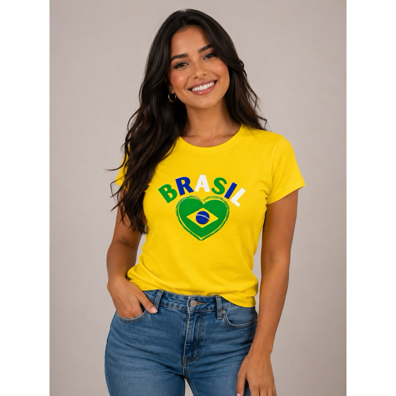 Camiseta Feminina do Brasil em Algodão 100% com Estampa Exclusiva Confortável e Versátil