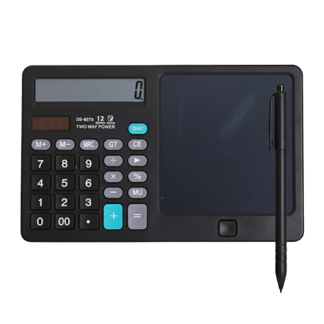Calculadora de Mesa 12 Dígitos com Bloco de Notas LCD, Plástico ABS e Vidro LCD, Preta, Energia Solar e Bateria, 19x14