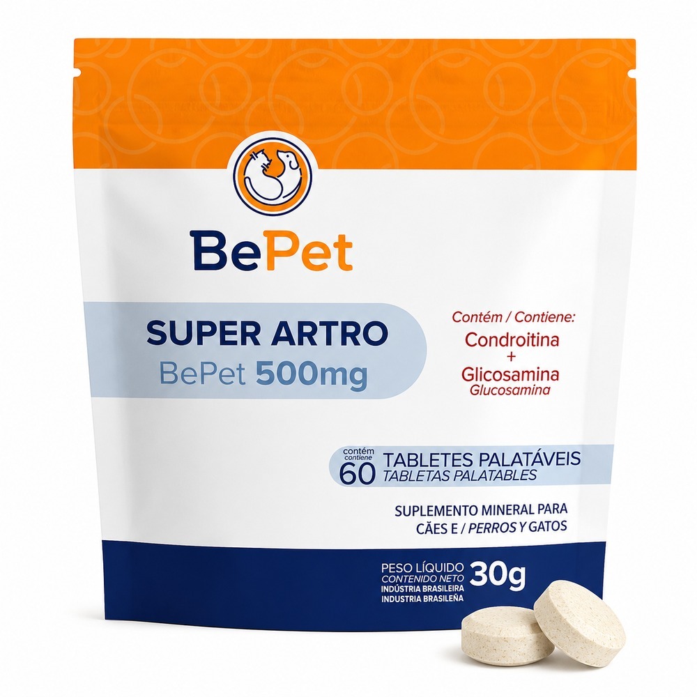Super Artro 500mg Condroitina Glicosamina Cães Gatos