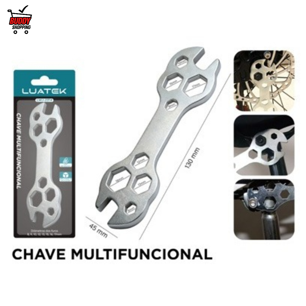 Chave Multifuncional para Bicicleta Reparo de Bike Portátil Aço Resistente 8-17mm