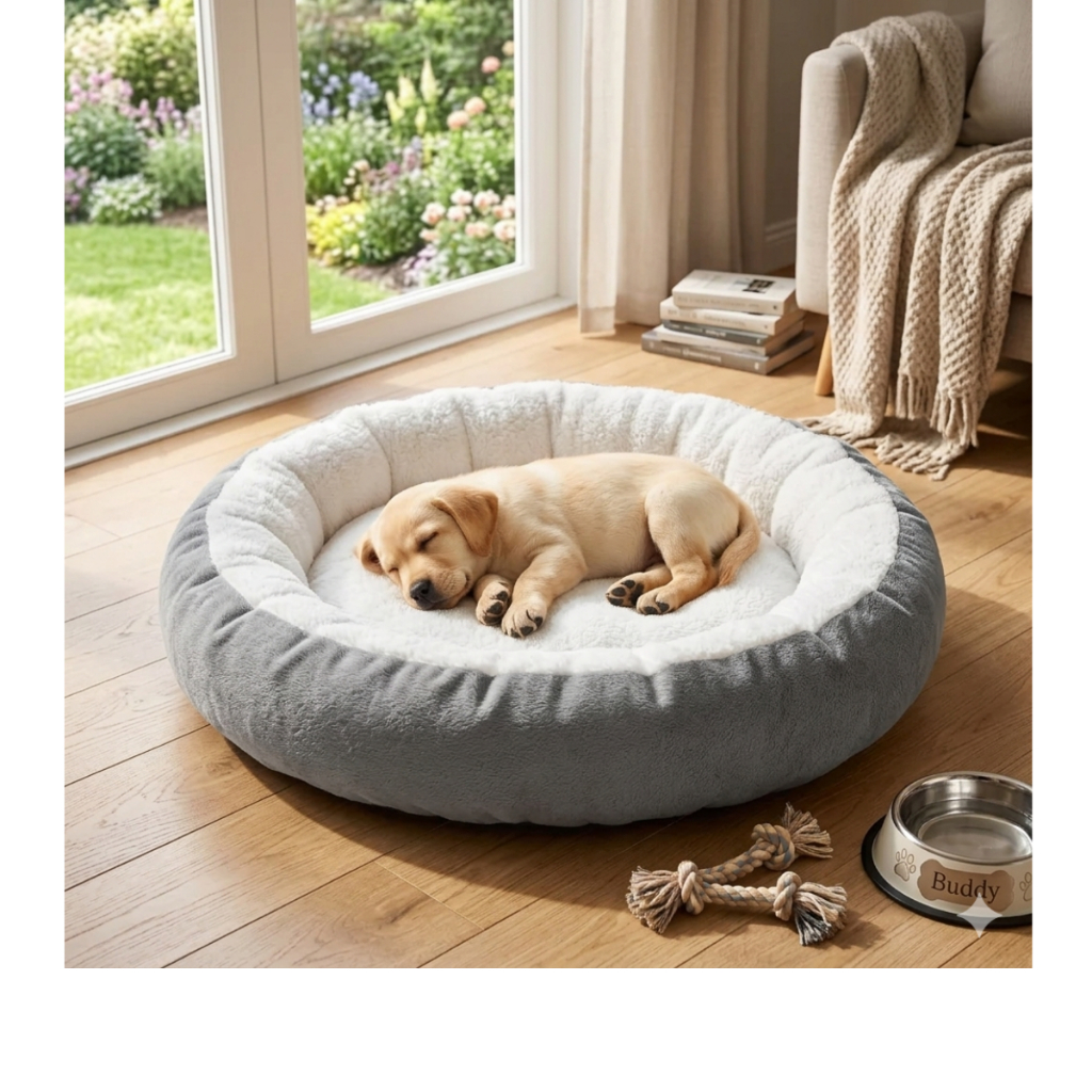 Caminha Redonda Pet Sherpa Cama Para Cães Gatos Macia Quente 50x50 Cinza