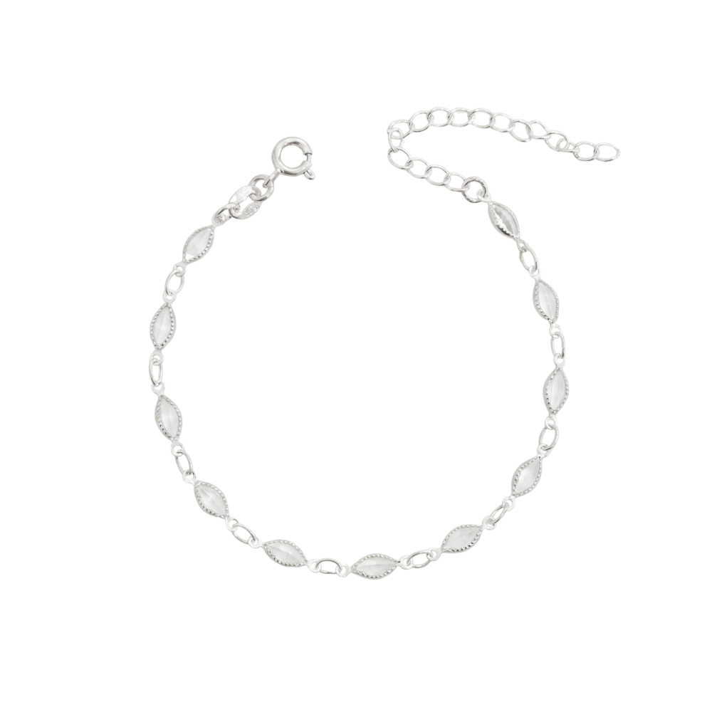 Pulseira Navete Cristal 3x6 Prata 925 Minimalista