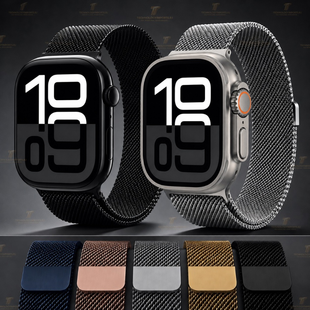 Pulseira Loop Milanese de aço p/ Smartwatch  AppleWatch Relógio Inteligente 38MM 40 41 42 44 47 49MM