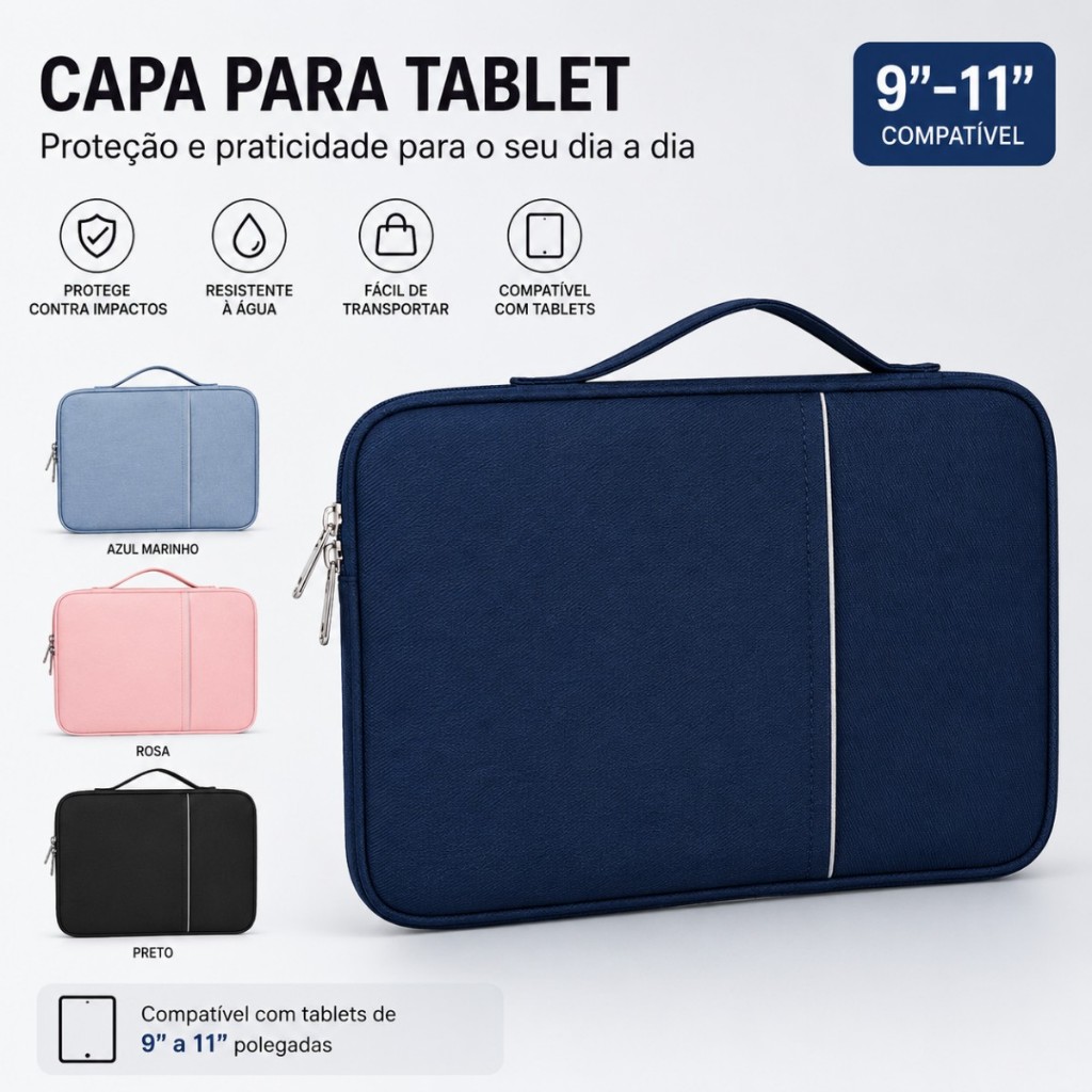 Imagem Capa Bolsa para Tablet Samsung Galaxy 9 a 11 Polegadas - Proteção Anti-Impacto, Compatível com Teclado e Caneta Stylus