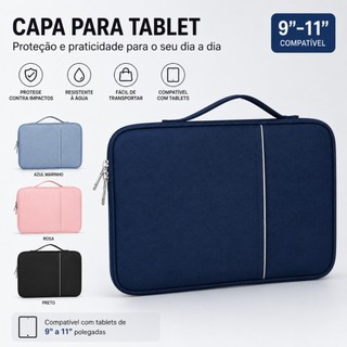 Capa Bolsa para Tablet Samsung Galaxy 9 a 11 Polegadas - Proteção Anti-Impacto, Compatível com Teclado e Caneta Stylus