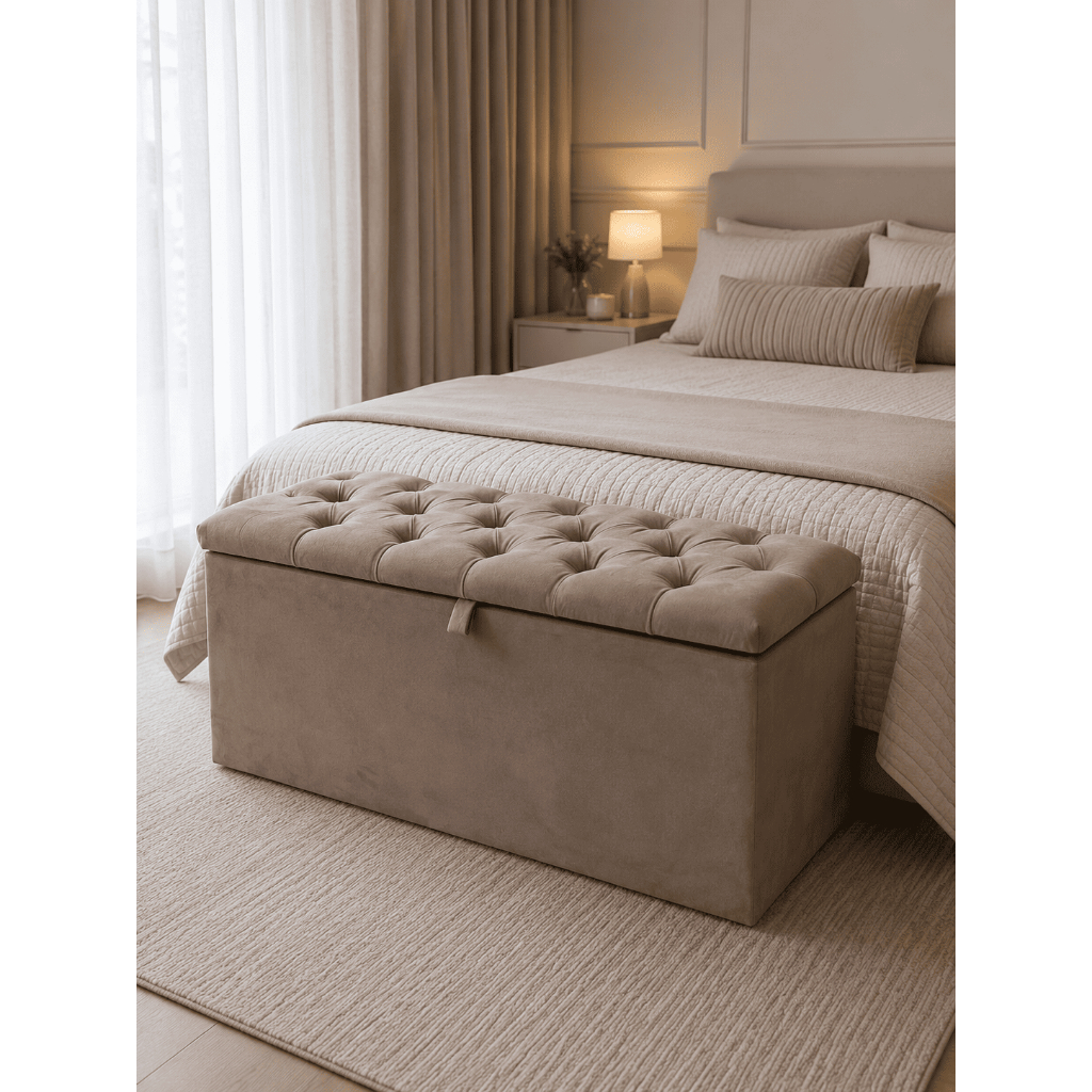Puff Baú Recamier Sapateira 1,20 Cama Casal Capitonê Veludo Envio Imediato