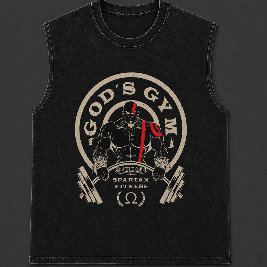 Camiseta Regata Machão Macio God Of War Kratos Gods Gym Academia Camisa Cavada Masculino Algodão Unissex Adulto Conforto